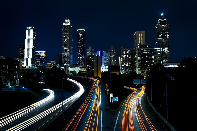 Atlanta, Georgia at night.